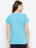 NEVA Round Neck Half Sleeve Front Printed T-shirt For Women-Aqua