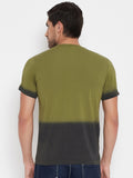 LIVFREE Men's Regular Fit Graphic Printed Typographic, Contrast Dyed T-Shirt -Olive