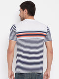 Neva Round Neck Men's T-Shirt in Stripes Pattern Half Sleeve -Navy