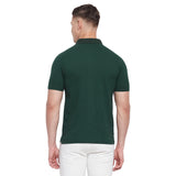 LIVFREE Men Solid Color Polo Half Sleeve T-Shirt with Chest Pocket- Bottle Green