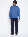 Livfree Men's Solid TrackSuit - Denim Milange/Navy