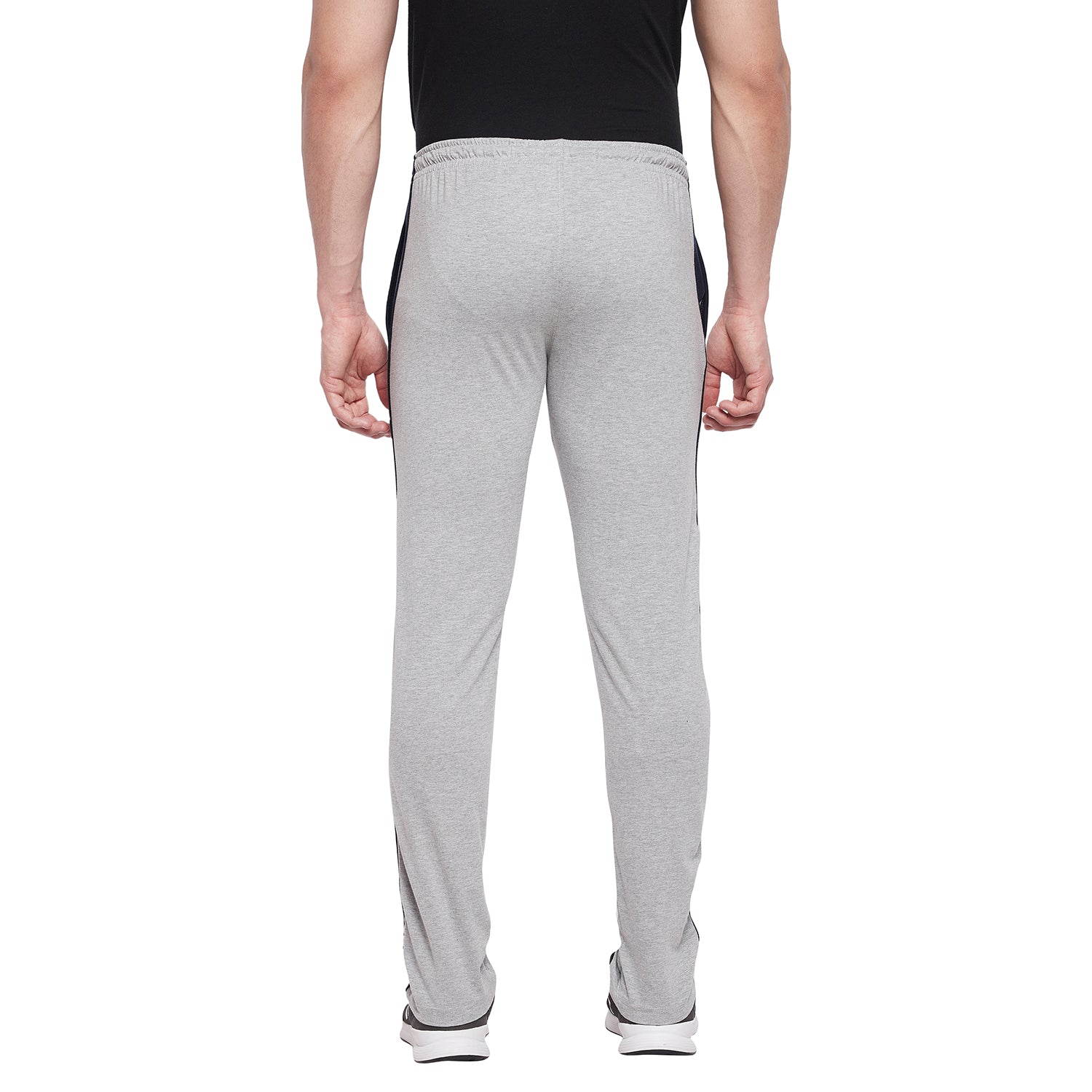 Neva Men Cotton Rich With Trackpant with Bone & One Side Zipped Pocket- Milange Grey