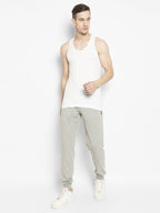 Men's Neva Koolin White Round Neck Sleeveless Sandow Vest - Cotton, Extra Soft, Creating Koolin Effect for Comfort - Ideal for Summer, Gym, and Everyday Wear- Pack of 4 Pcs