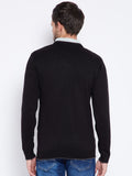 Livfree Men's V-Neck Full Sleeves Check Sweater - Black