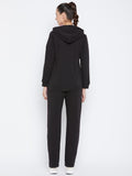 Livfree Women's Hoodie Solid Tracksuit - Black (Zipper)