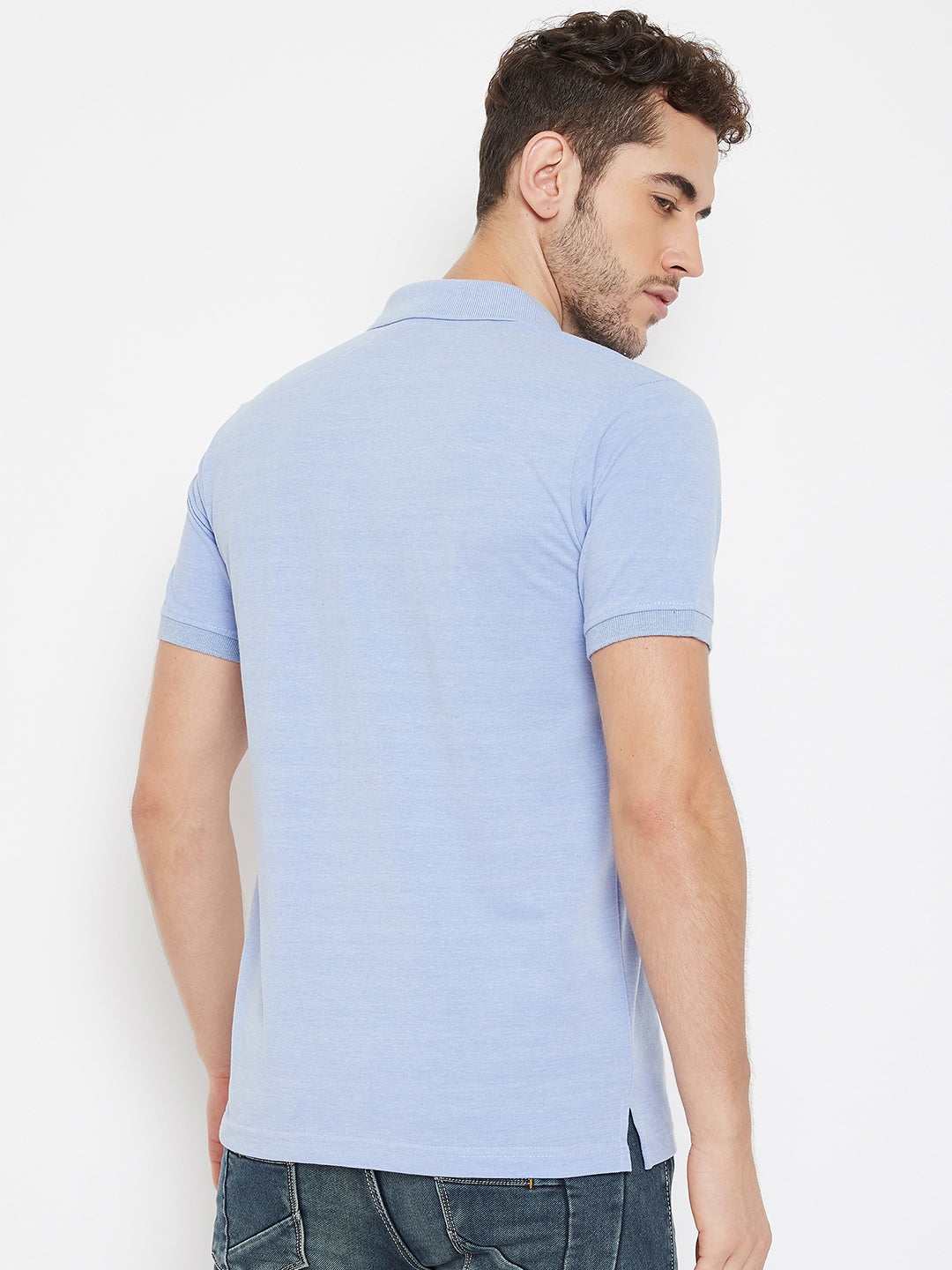 LIVFREE Men's Regular Fit Solid T-Shirt For Men- Powder Blue