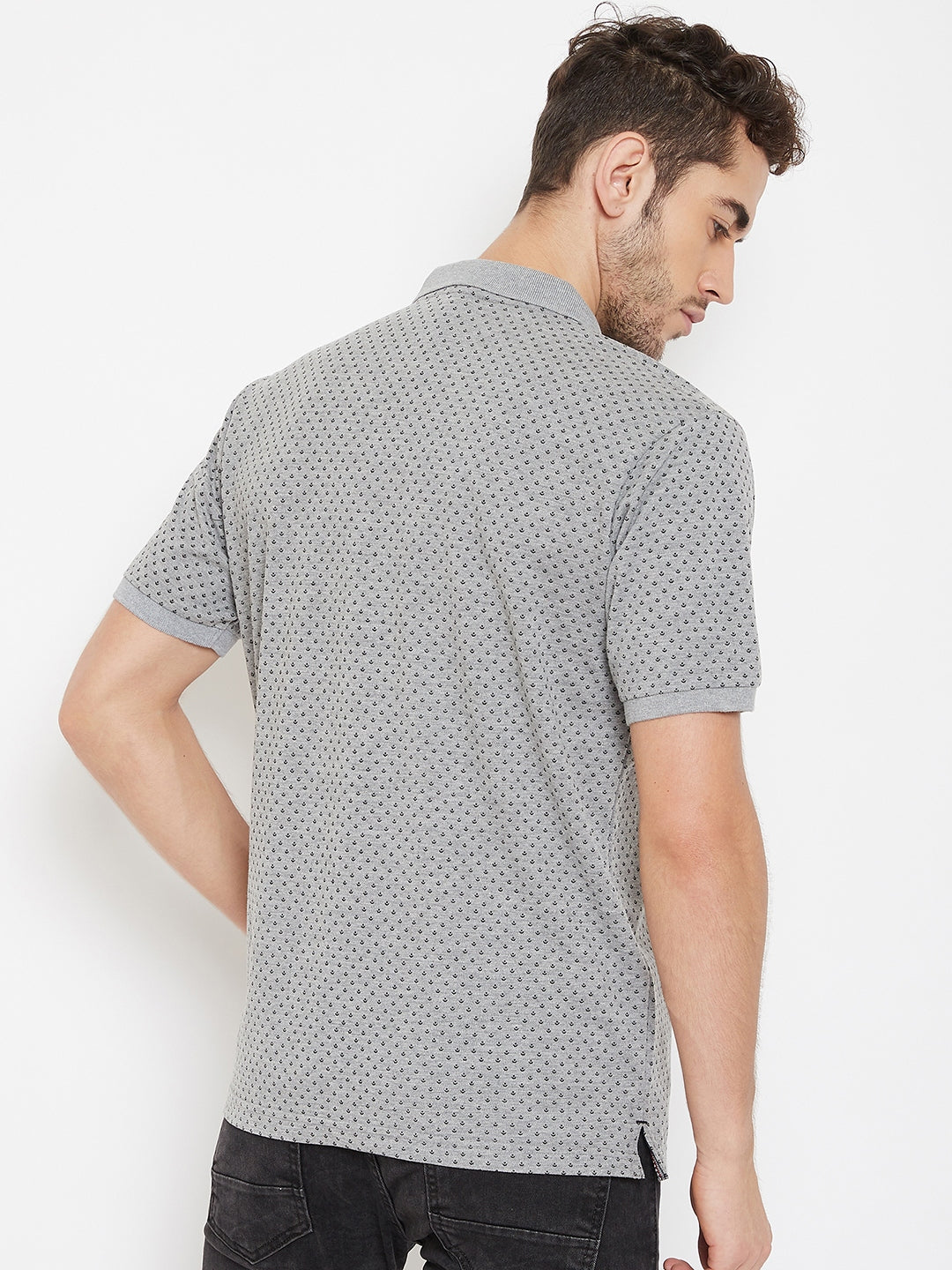 Neva Men's Polo Neck Regular Fit T-shirt- 15% Milange Grey