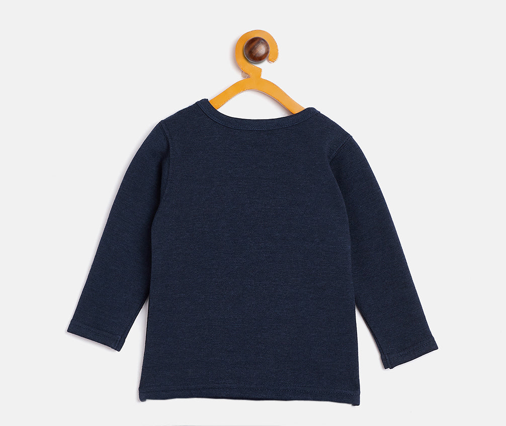 Neva Kids Round Neck Full Sleeves Upper- Denim Milange (Glaccia)