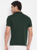 LIVFREE  Men's Regular Fit Solid T-Shirt- Bottel Green