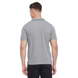 Neva Men Cotton Jacquard Solid Color Polo Half Sleeve T-Shirt- Anthra