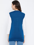 Livfree Women's V-neck Sleeveless  Solid Cardigan - Blue