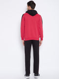 Livfree Men's Hoodie Full Sleeves Solid Tracksuit - Tango Red/Black