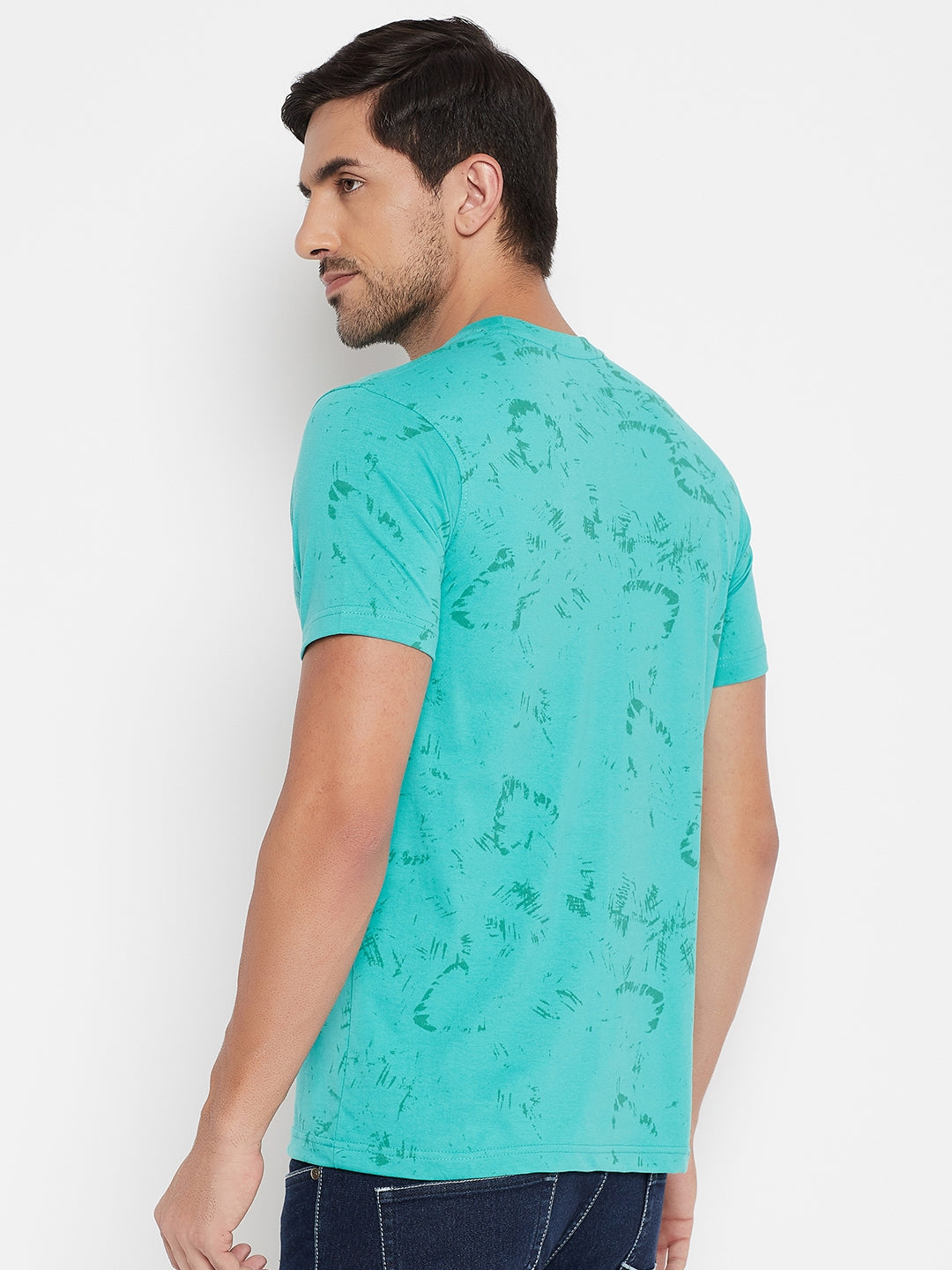 LIVFREE Round Neck Men's T-Shirt in Printed Pattern Half Sleeve