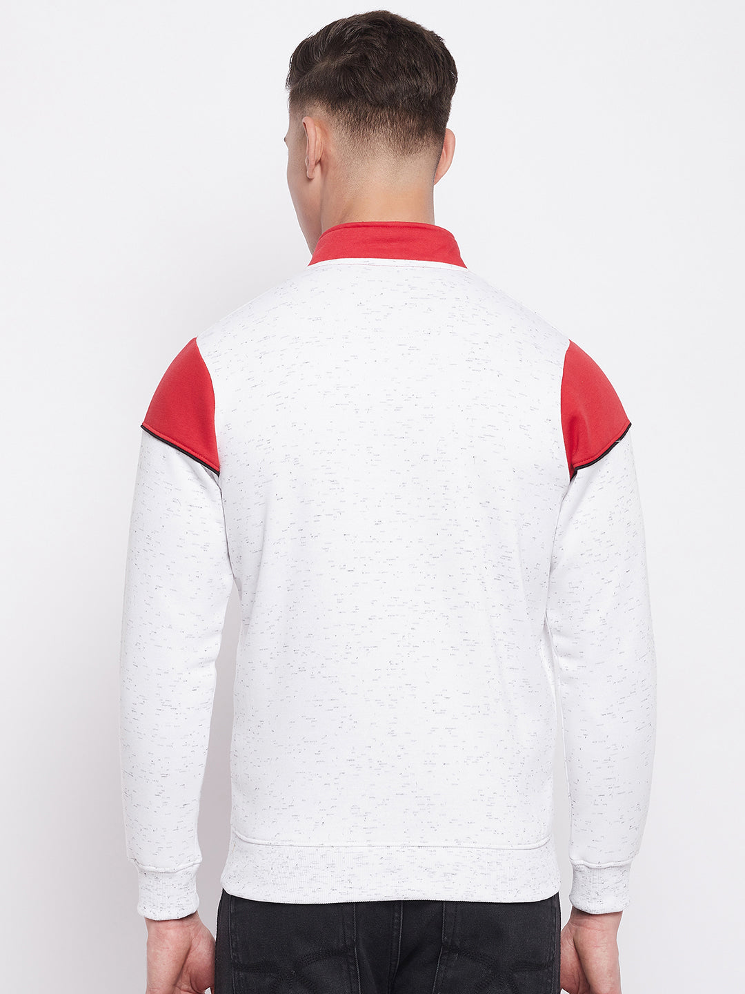 Livfree Mens Full Zipper Vertical Chest Print Cut & Sew Sweatshirt