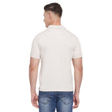 Neva Men Cotton Jacquard Solid Color Polo Half Sleeve T-Shirt- Oat Meal