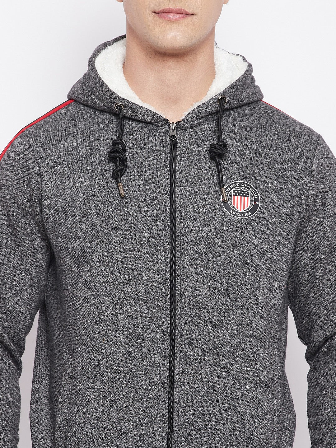 Livfree Mens Full Zipper Hoody With Chest Patch Sweatshirt
