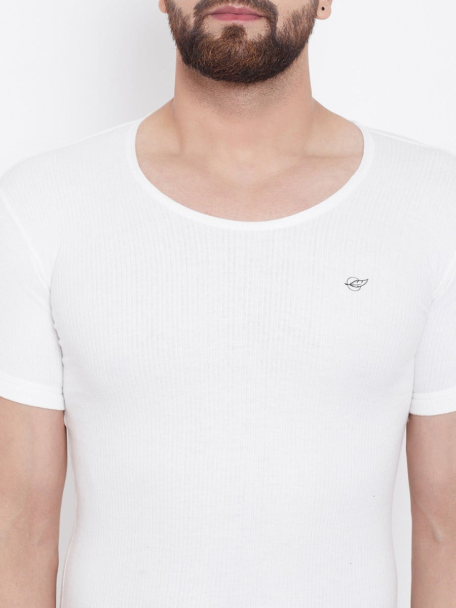 Men's Thermal Round Neck Half Sleeve - Off White (Velveti)