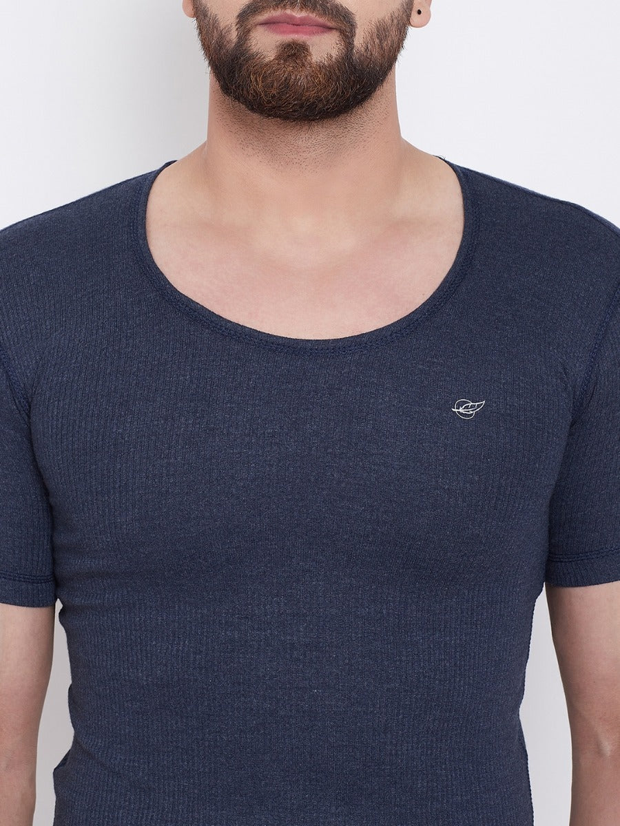 Men's Thermal Round Neck Half Sleeve - Denim (Velveti)
