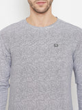 LIVFREE  Men's Round Neck Full Sleeve Textured T-Shirt-Grey