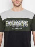 Neva Men's Round Neck Half Sleeve Printed T-Shirt-Green