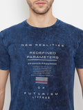 Neva Men's Round Neck Half Sleeve Printed T-Shirt-Navy
