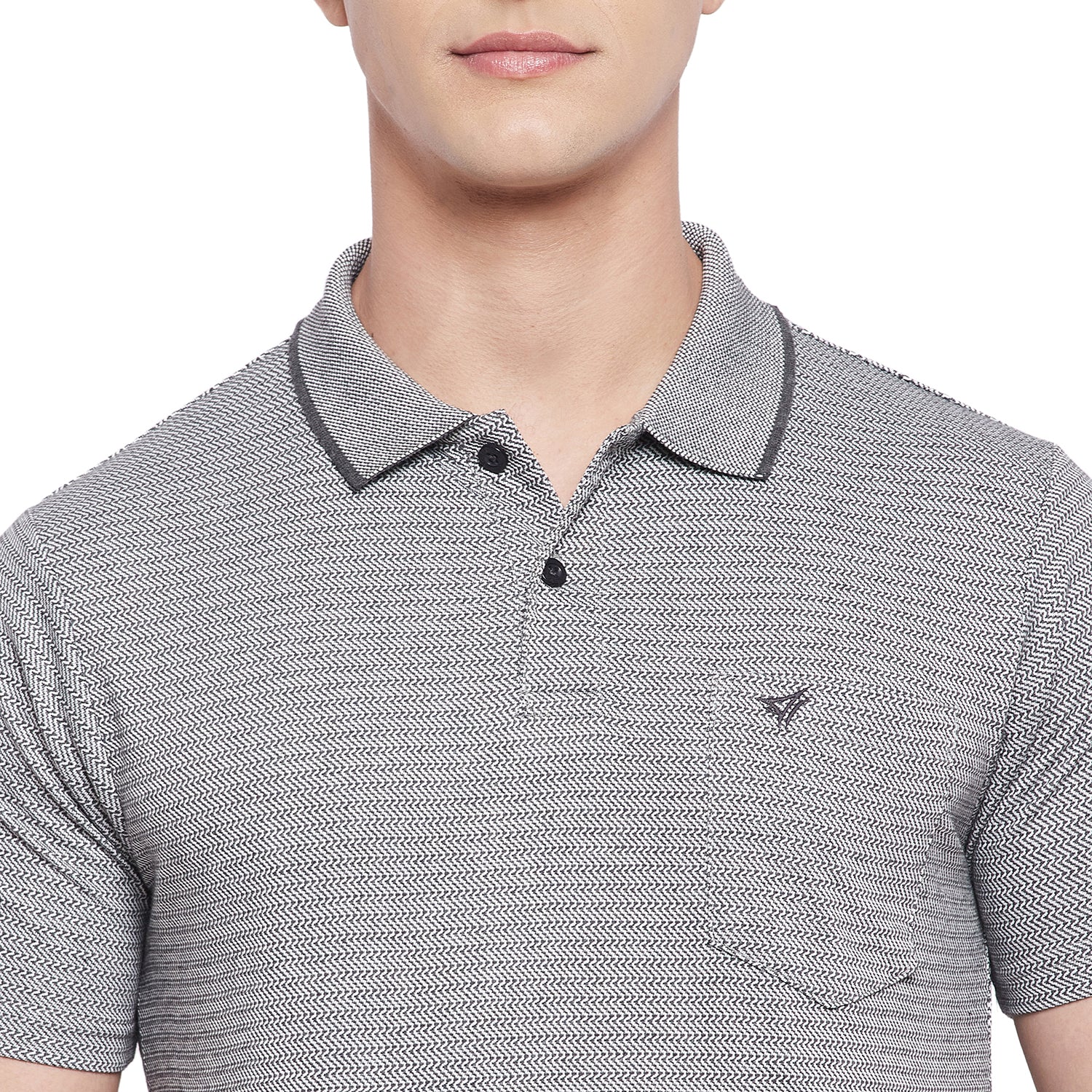 Neva Men Cotton Jacquard Solid Color Polo Half Sleeve T-Shirt- Anthra