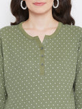 Neva Women's Printed Kurti-Olive