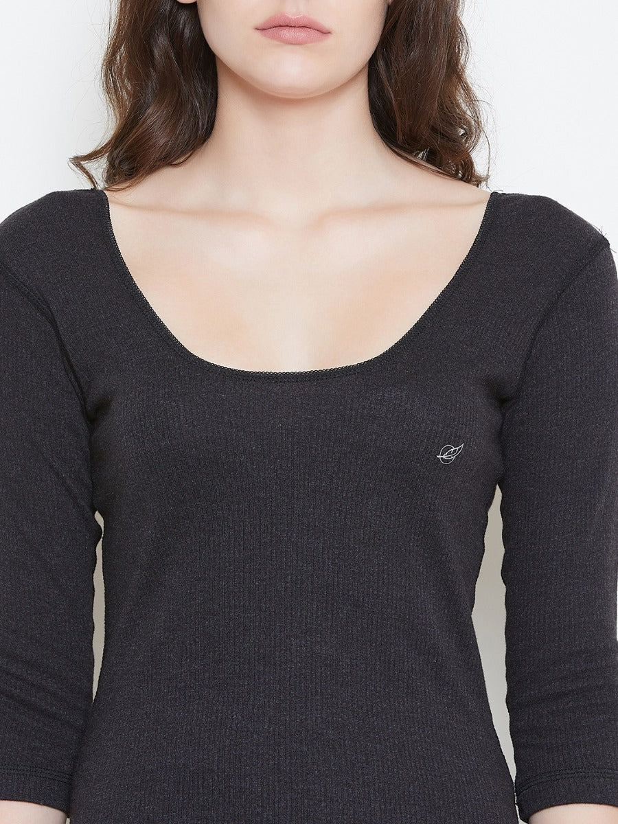 Neva Velveti Deep Scoop Neck 3/4th Sleeve Thermal Upper for Women