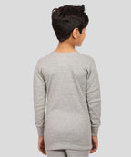 Neva Velveti Scoop Neck Full Sleeves Upper and Lower Thermal Upper for Kids Unisex (For Boys and Girls)-Milange Grey