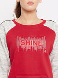 Livfree Round Neck Full Sleeve Typographic printed Women winter tracksuit- Red