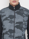 Livfree Turtle Neck Full Sleeves Camo Sweatshirt With Side Pockets For Men-Black