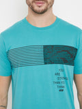 livfree Round Neck Half Sleeves Graphic Printed T-Shirt For Men- Sea Green