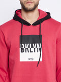 Livfree Men's Hoodie Full Sleeves Solid Tracksuit - Tango Red/Black