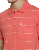 T-Shirt Pin Stripe For Men- Coral Milange