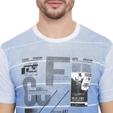 LIVFREE  Round Neck Men's T-Shirt in Printed Pattern Half Sleeve- Sky