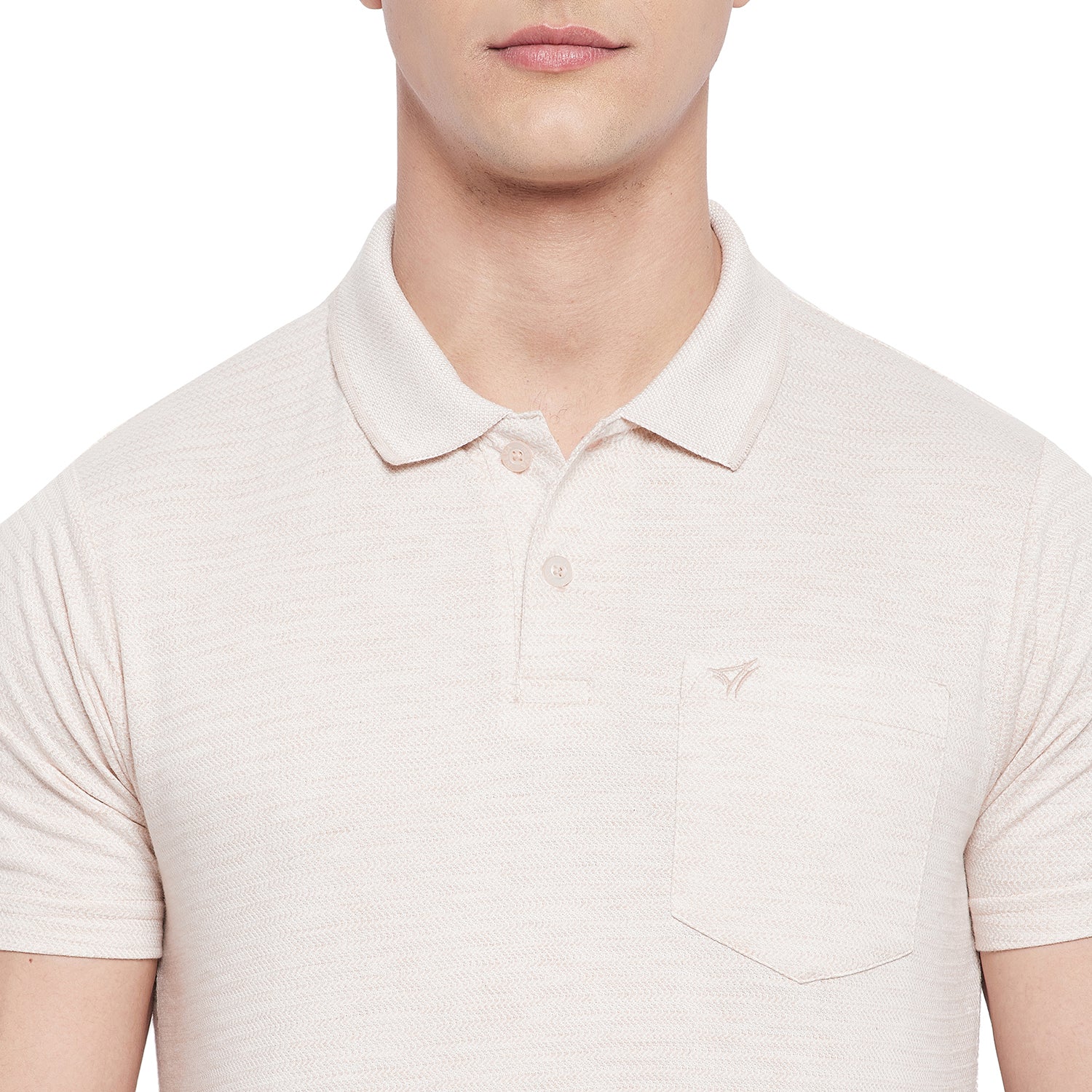Neva Men Cotton Jacquard Solid Color Polo Half Sleeve T-Shirt- Oat Meal