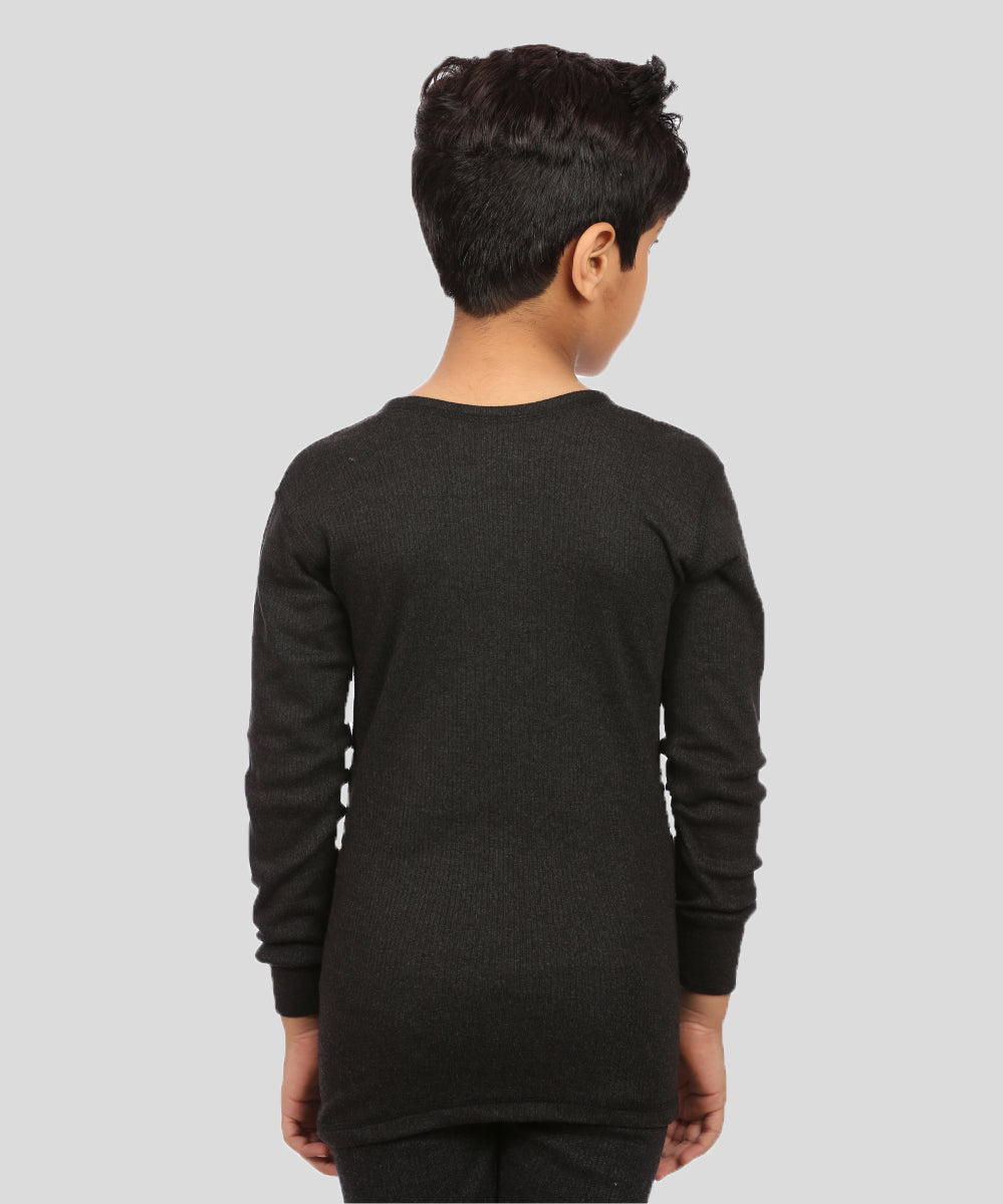 Neva Velveti Scoop Neck Full Sleeves Upper and Lower Thermal Upper for Kids Unisex (For Boys and Girls)-Anthra
