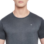 Neva Men Round Neck Half Sleeve Sports wear T-shirt- Dark Grey