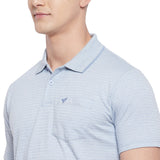 Neva Men Cotton Jacquard Solid Color Polo Half Sleeve T-Shirt- Sky