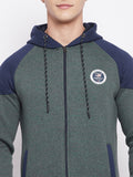 Livfree Mens Full Zipper Hoody With Chest Patch & Contrast Shoulder Sweatshirt