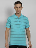 T-Shirt Pin Stripe For Men- Aqua Milange