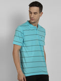 T-Shirt Pin Stripe For Men- Aqua Milange