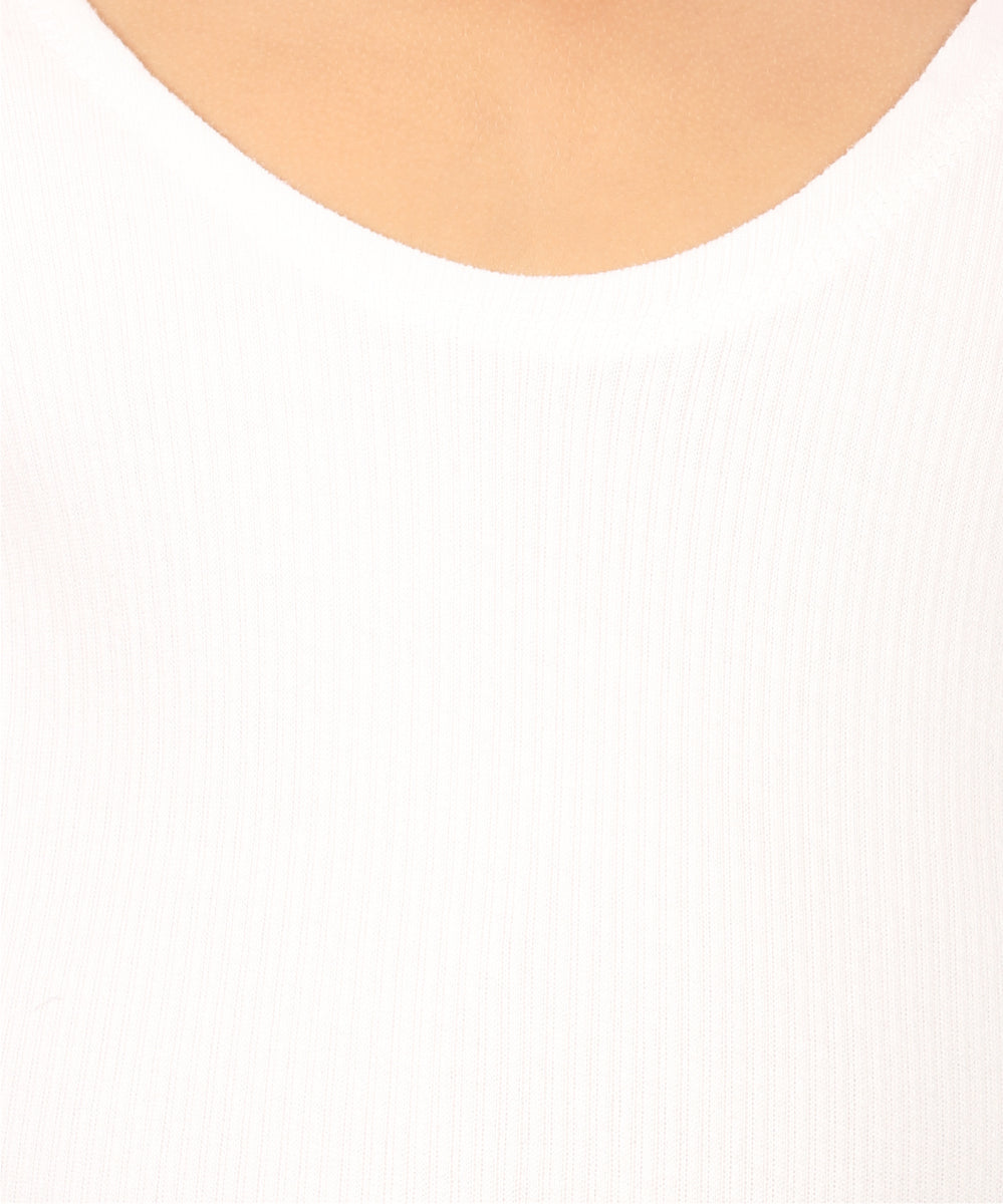 Neva Velveti Scoop Neck Full Sleeves Upper and Lower Thermal Upper for Kids Unisex (For Boys and Girls)-Off White