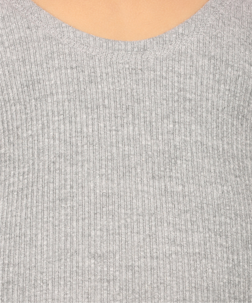 Neva Velveti Scoop Neck Full Sleeves Upper and Lower Thermal Upper for Kids Unisex (For Boys and Girls)-Milange Grey