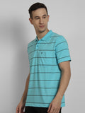 T-Shirt Pin Stripe For Men- Aqua Milange