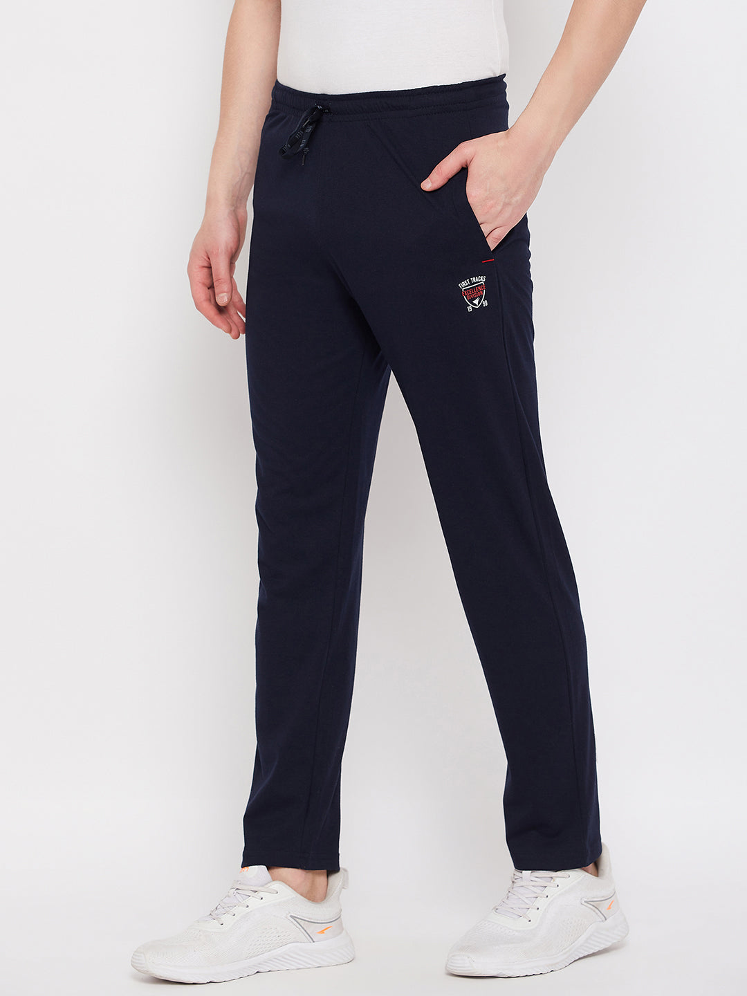 Neva Men's Track Pant in Solid Pattern Side Pockets - Navy