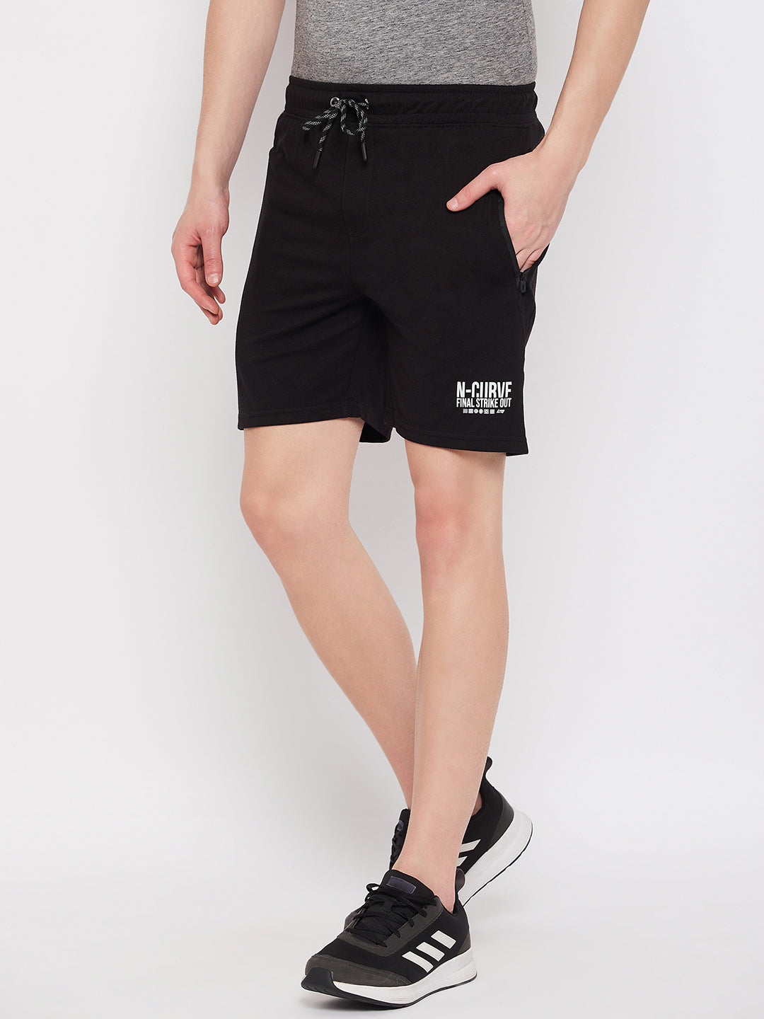 Livfree Men's Bermuda in Solid Pattern Both Side Zipper Pockets - Black