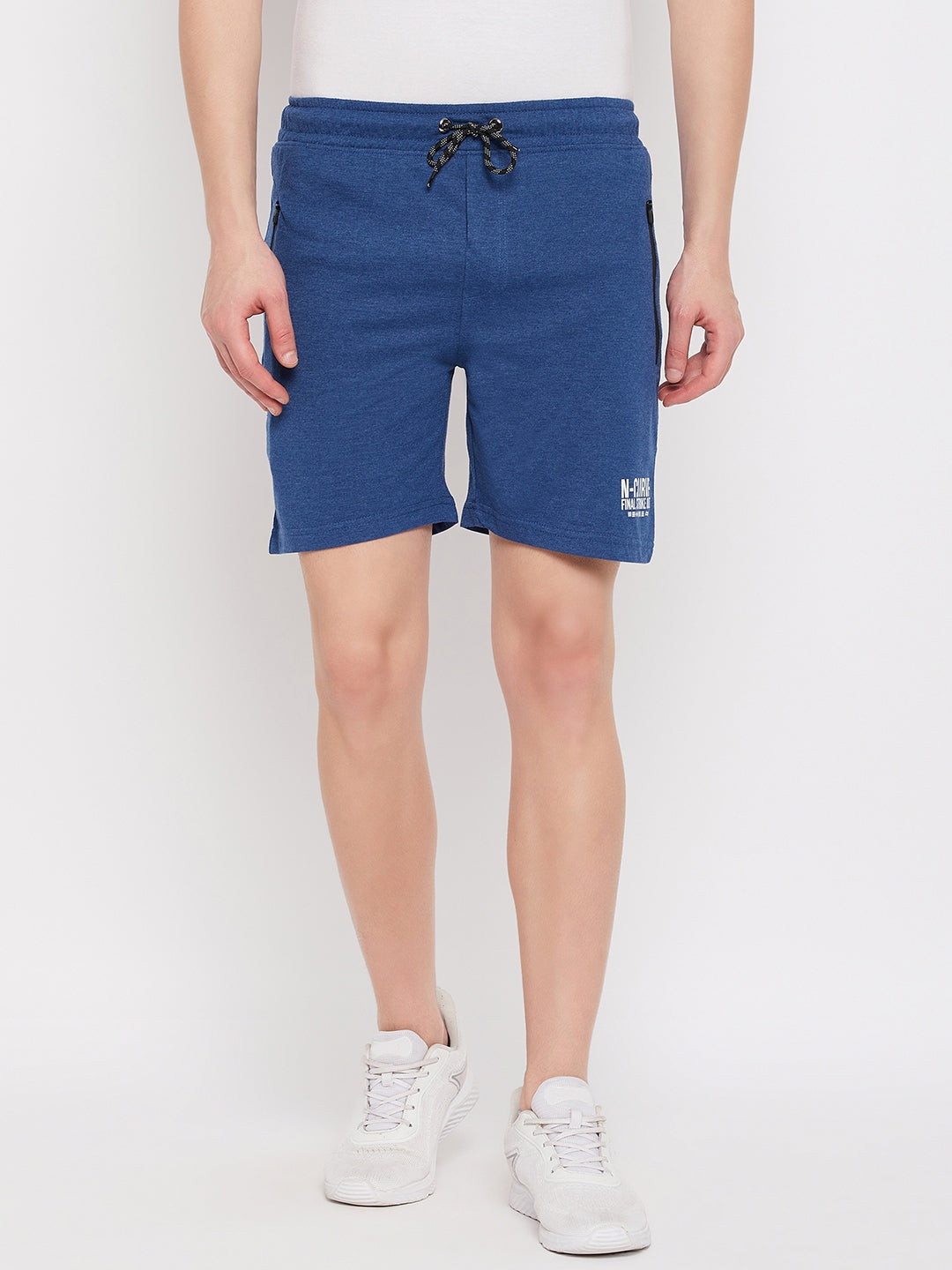Livfree Men's Bermuda in Solid Pattern Both Side Zipper Pockets - Denim Milange