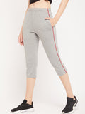Neva Women's Capri in Solid Pattern Side pockets - Milange Grey