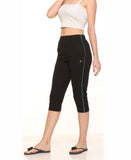 Neva Women's Capri in Elasticated Waistband with Side Pockets- Black